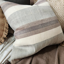 Load image into Gallery viewer, Striped Chocolate Toned Linen Cushion
