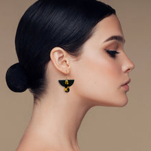 Load image into Gallery viewer, Deco hoop in Matte Black and Honey Tortoise Shell