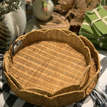 Load image into Gallery viewer, Scallop Rattan Tray  | Natural