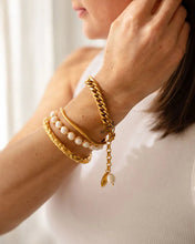 Load image into Gallery viewer, Ophelia Chain Gold Bracelet with Shell & Freshwater Pearls