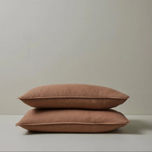 Load image into Gallery viewer, Ravello Linen Pillowcase Set in Biscuit from Weave Home. Desert, sand, terracotta rust clay