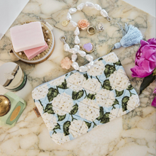 Load image into Gallery viewer, Hydrangea Blue Velvet Cosmetics Purse