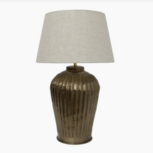 Load image into Gallery viewer, ribbed metal aged gold lamp base