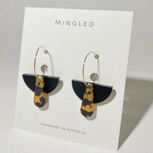 Load image into Gallery viewer, Deco hoop in Matte Black and Honey Tortoise Shell