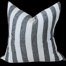 Load image into Gallery viewer, Wide Black Stripe French Linen Cushion