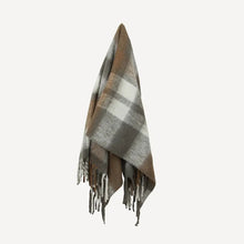 Load image into Gallery viewer, Plaid Tassel Throw | Grey Brown