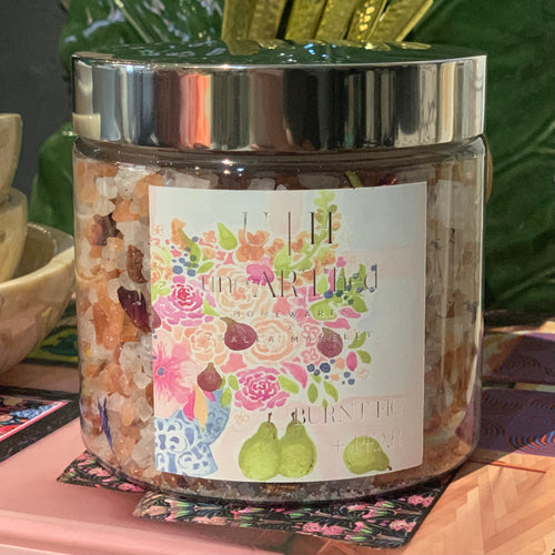 Bath Salts collaboration with Zsalea Mansley at Unearthed Homewares, Mothers Day, Burnt fig and pear