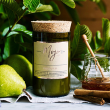 Load image into Gallery viewer, French Pear by Mojo Candles in Recycled wine bottle at Unearthed Homewares
