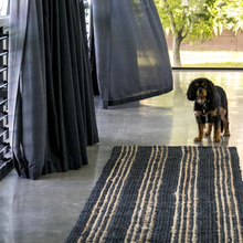 Load image into Gallery viewer, Jones Stripe jute rug in graphite and natural by zebra home at Unearthed Homewares