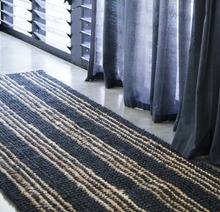 Load image into Gallery viewer, Jute Rugs + Runners  | Natural + Graphite Stripe || Jones Stripe