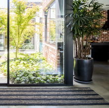 Load image into Gallery viewer, Jute Rugs + Runners  | Natural + Graphite Stripe || Jones Stripe