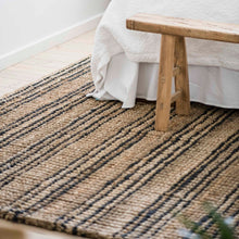 Load image into Gallery viewer, Jute Rugs + Runners  | Natural + Graphite Stripe || Smith Stripe