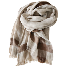 Load image into Gallery viewer, French Linen Long Scarf - Coffee + Natural
