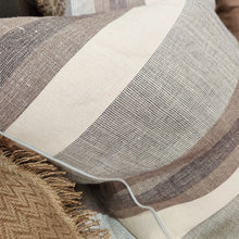 Load image into Gallery viewer, Striped Chocolate Toned Linen Cushion
