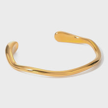 Load image into Gallery viewer, organic shaped cuff bangle in 18K gold plated stainless steel, tarnish free, waterproof, Greenwood designs
