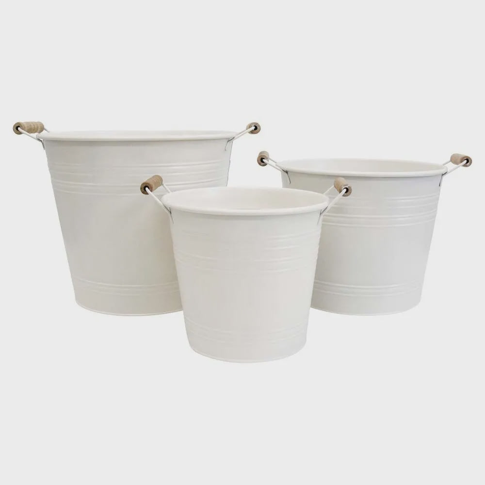 White Planter Buckets | Set 3