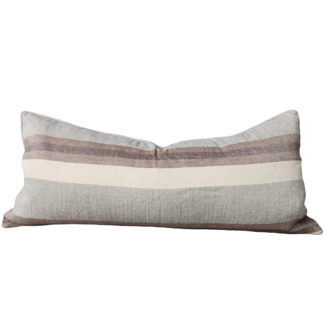 Striped Chocolate Toned Long Lumbar Cushion