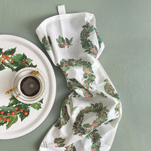 Load image into Gallery viewer, Holly Wreath - Organic Cotton Tea Towel
