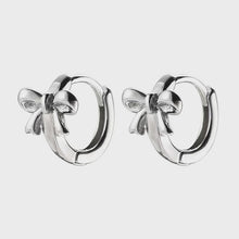 Load image into Gallery viewer, Petite Bow Hoops | Silver
