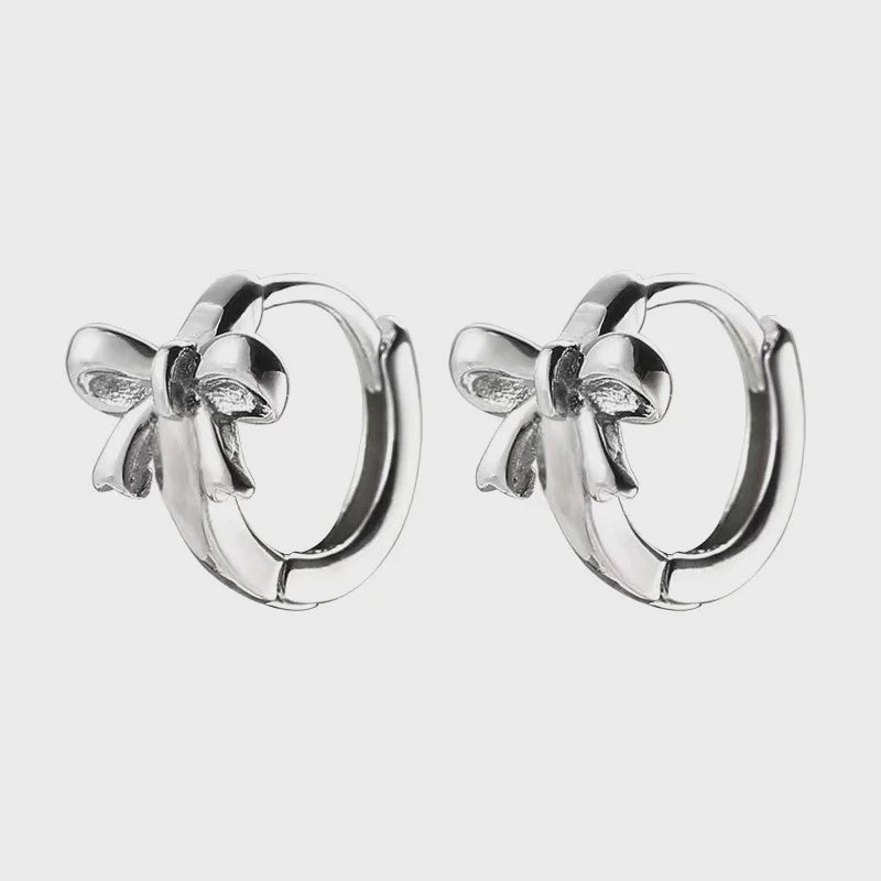 Petite Bow Hoops | Silver