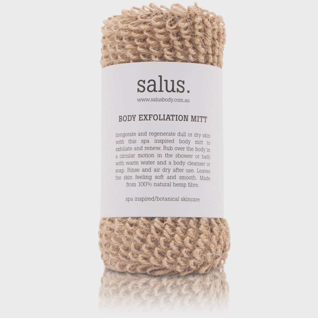 salus body exfoliation mitt - hemp