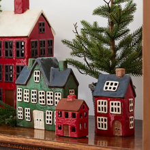 Load image into Gallery viewer, Tea Light House with Navy Roof
