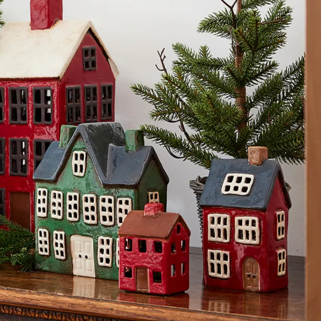 Tea Light House with Navy Roof