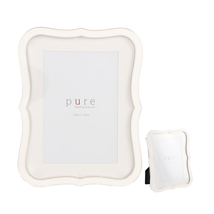 White Enamel Frame with Scallop Sides