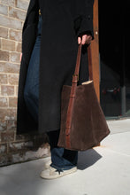 Load image into Gallery viewer, Suede Cabas Tote | Chocolate || Juju &amp; Co
