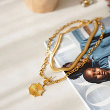 Load image into Gallery viewer, 18K Gold Plated fob Necklace with medallion , tarnish free, waterproof, Greenwood Designs
