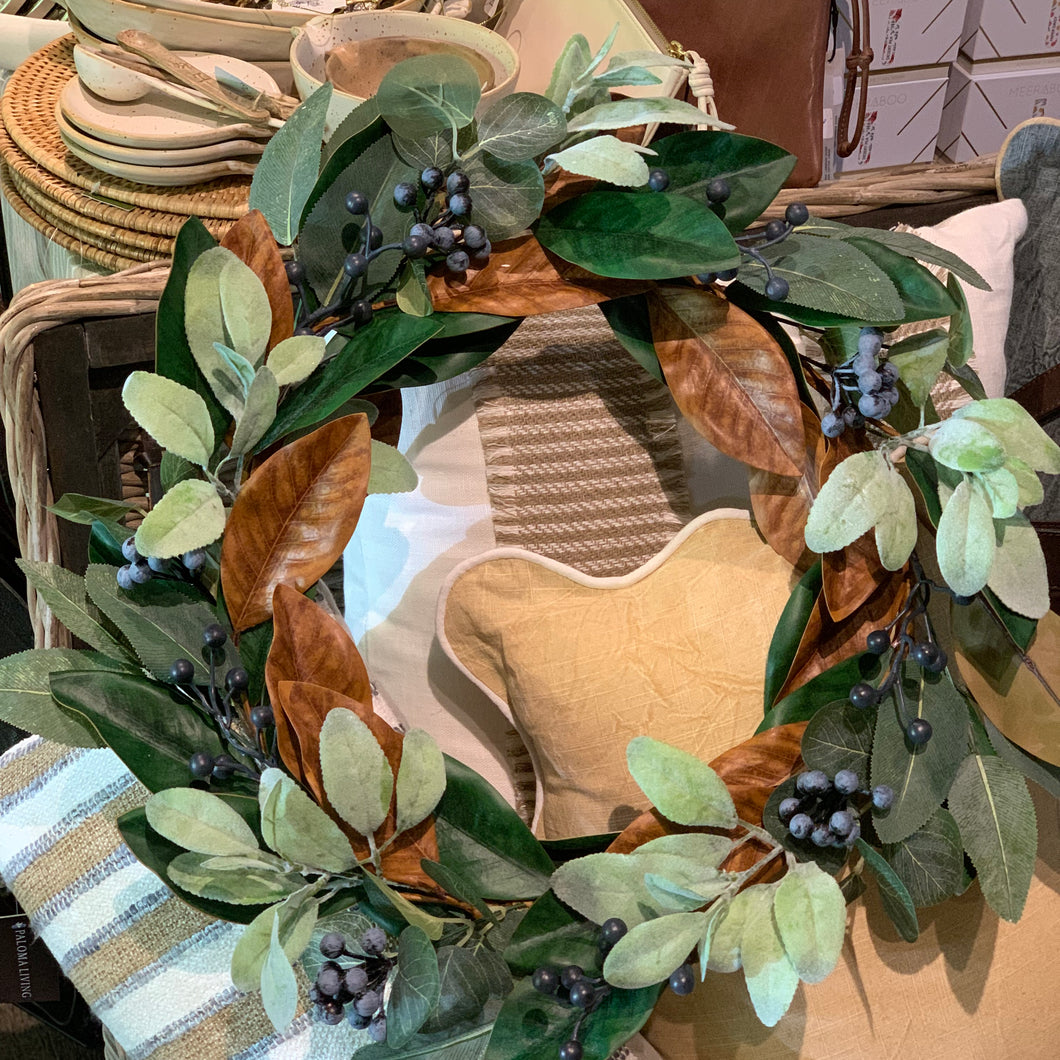 Magnolia Blueberry Wreath