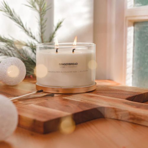 Gingerbread soy candle, made in central west nsw, ginger, cinnamon, tonic bean. limited edition, christmas collection.