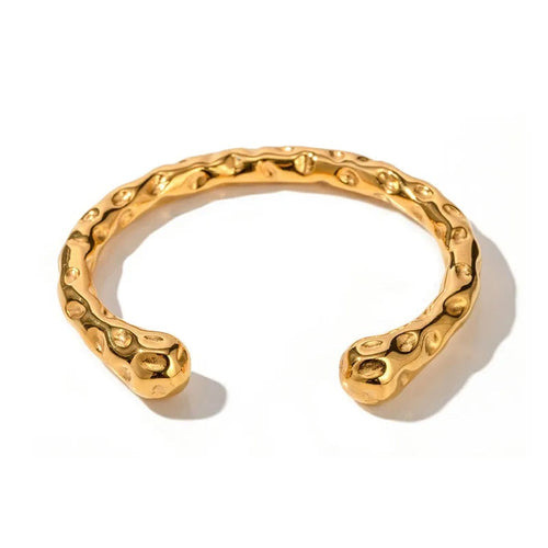 Gold Plated Waterproof Hammered Finish cuff bangle Greenwood designs