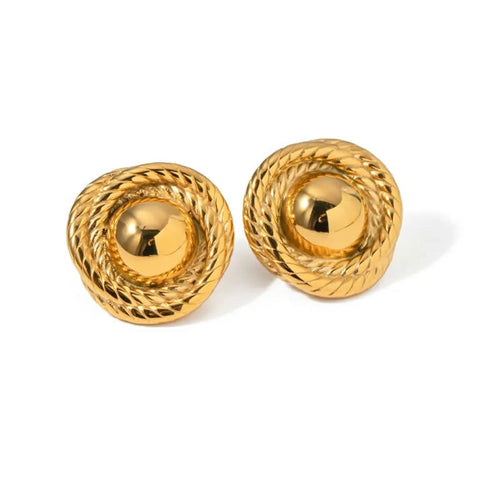 Gold Rope stud earrings , Audrey Hepburn , old world moneyed style 