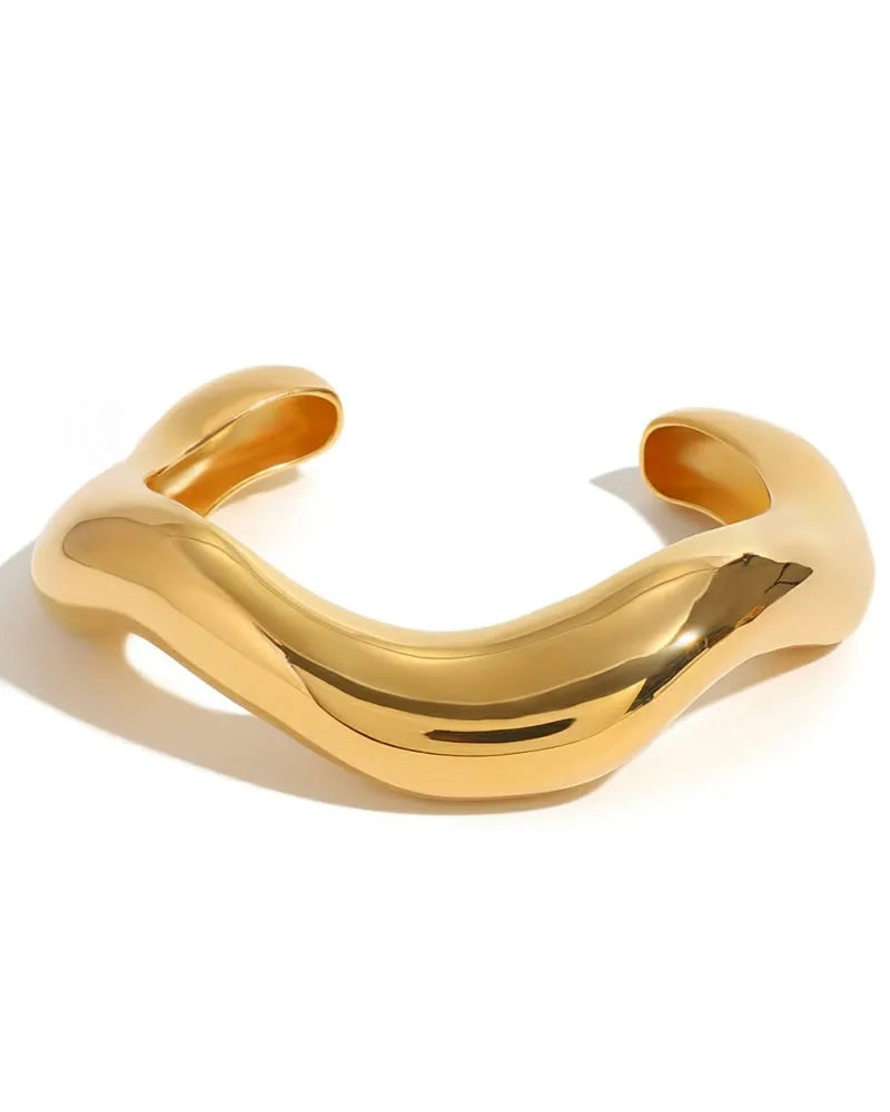 Curved Gold Cuff  Bangle