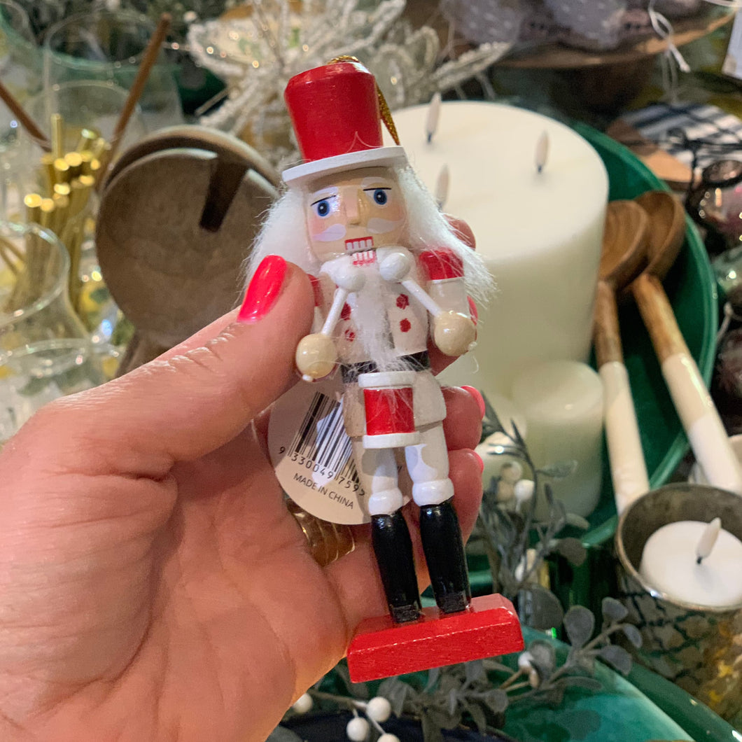 Nutcracker Red + White Hanging Christmas Ornament