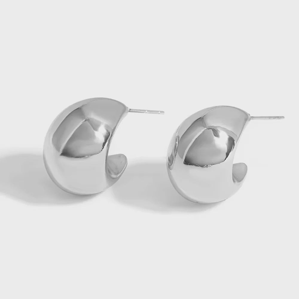 Georgia Round Hoop Studs | Silver