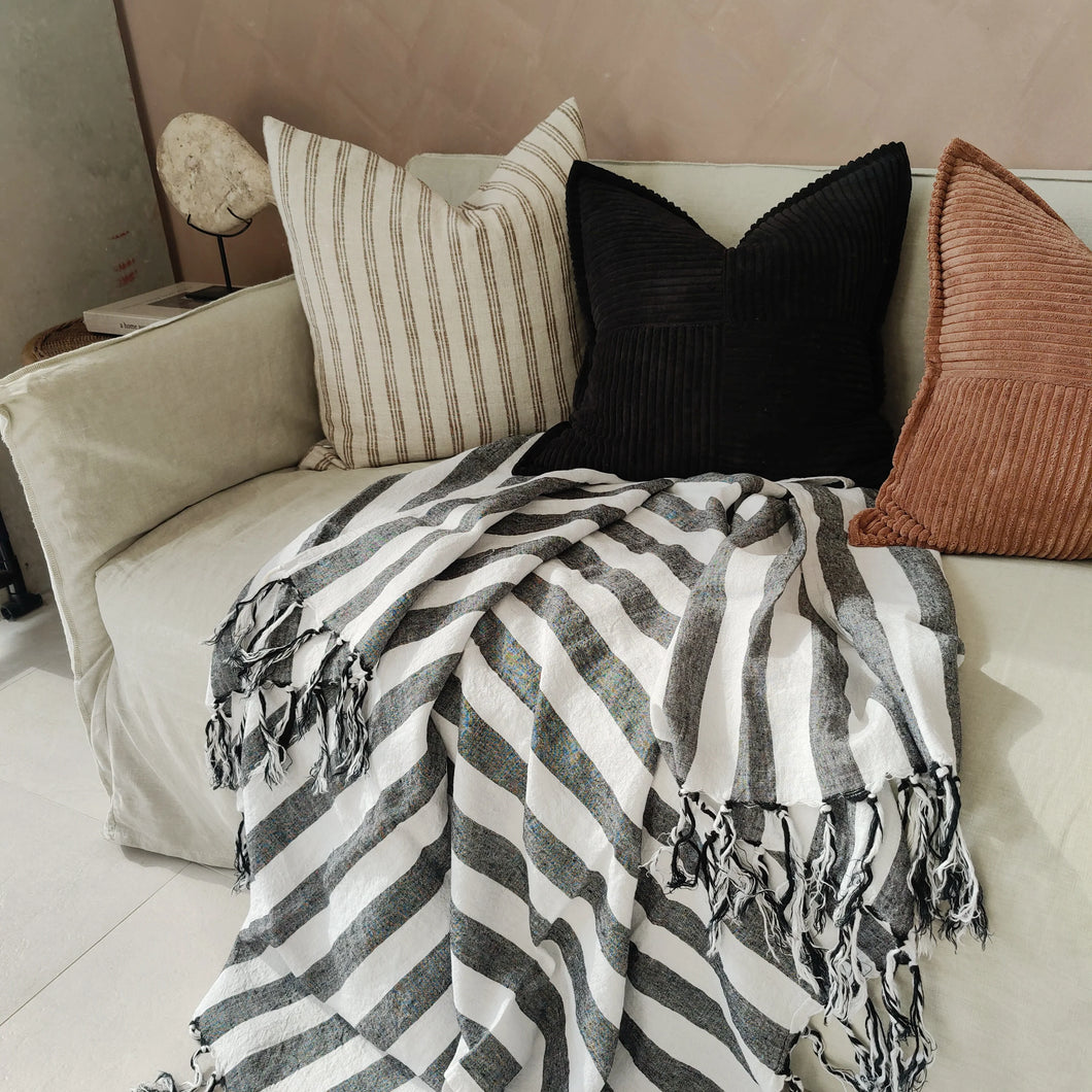 Wide Black Stripe Throw