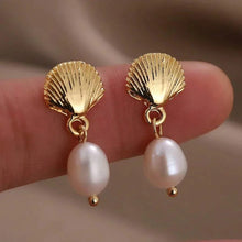 Load image into Gallery viewer, Freshwater Pearl Earrings w Shell | GREENWOOD DESIGNS
