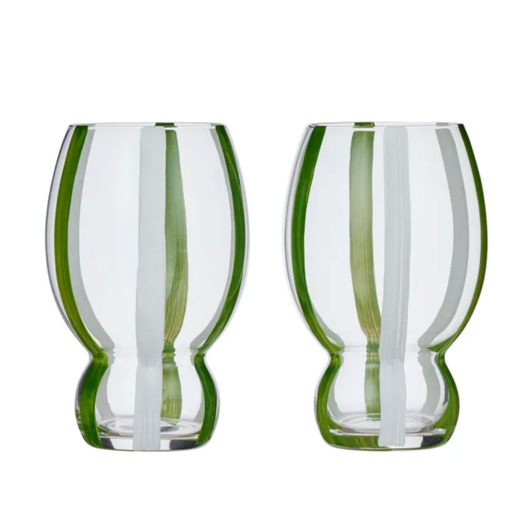 Kimi Wine Glass Set 2 | Green and White