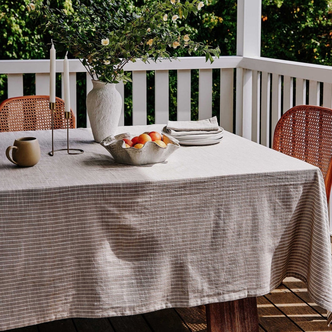 Bowral Neutral Stripe Tablecloth