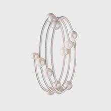 Load image into Gallery viewer, SS Cuff Bracelet with multi pearls in silver
