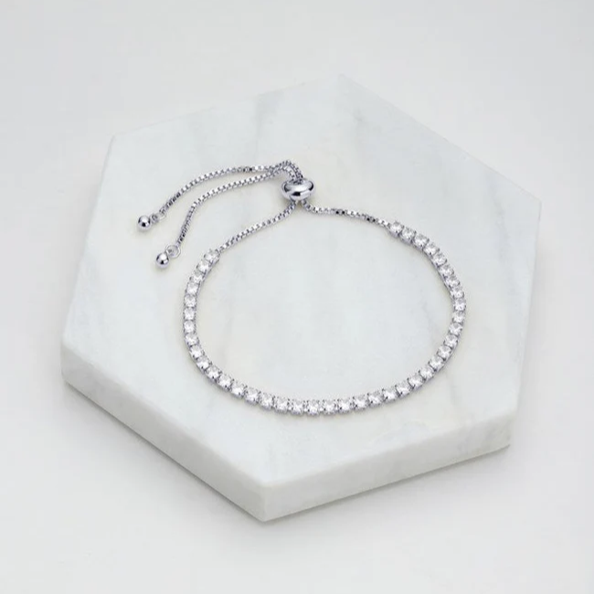 Nikki Tennis Bracelet | Silver / Clear