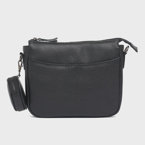 Black pebble leather should / crossbody bag by Oran leather , Unearthed Homewares