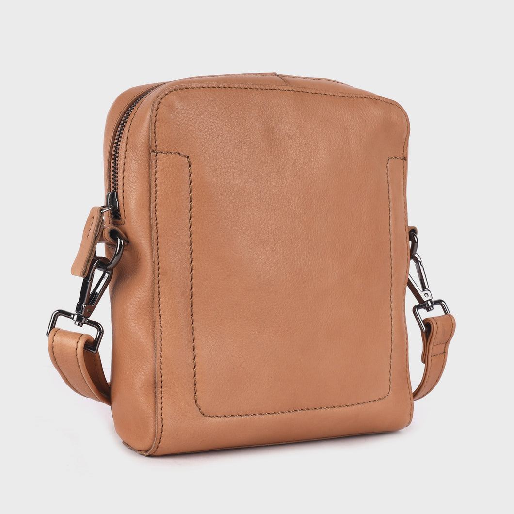 Compact Leather Crossbody Bag | Light Tan - Lismore