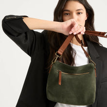 Load image into Gallery viewer, juju and co suede essential bag in olive
