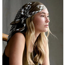 Load image into Gallery viewer, 'Houndstooth Horse' Chocolate Silk Bandana
