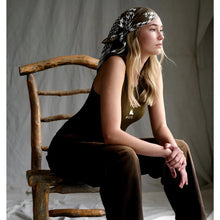 Load image into Gallery viewer, 'Houndstooth Horse' Chocolate Silk Bandana
