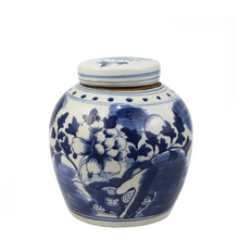 Load image into Gallery viewer, Blue and white ceramic porcelain lidded vase, hand painted at Unearthed Homewares
