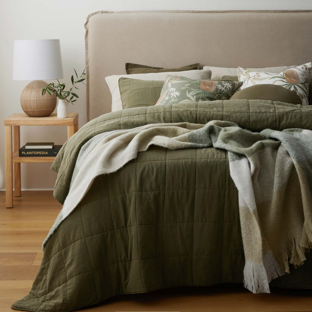 Bailey Olive Stonewash Coverlet Set  | Madras Link